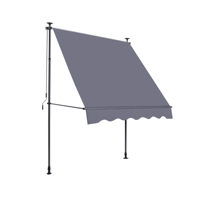Manual Retractable Awning- Non-Screw Outdoor Sun Shade Cover With UV Protection – 100% Polyester Made Outdoor Canopy Adjustable Patio Door Window Awning Canopy Sun Shade Curtain For Backyard,Gary