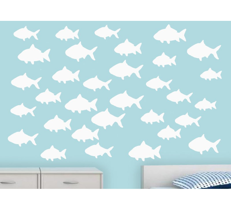 Décalcomanie murale poisson Hunsberger, Blanc
