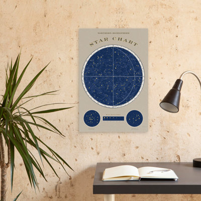Northern Star Chart - Beige Blue Chart Constellations Art