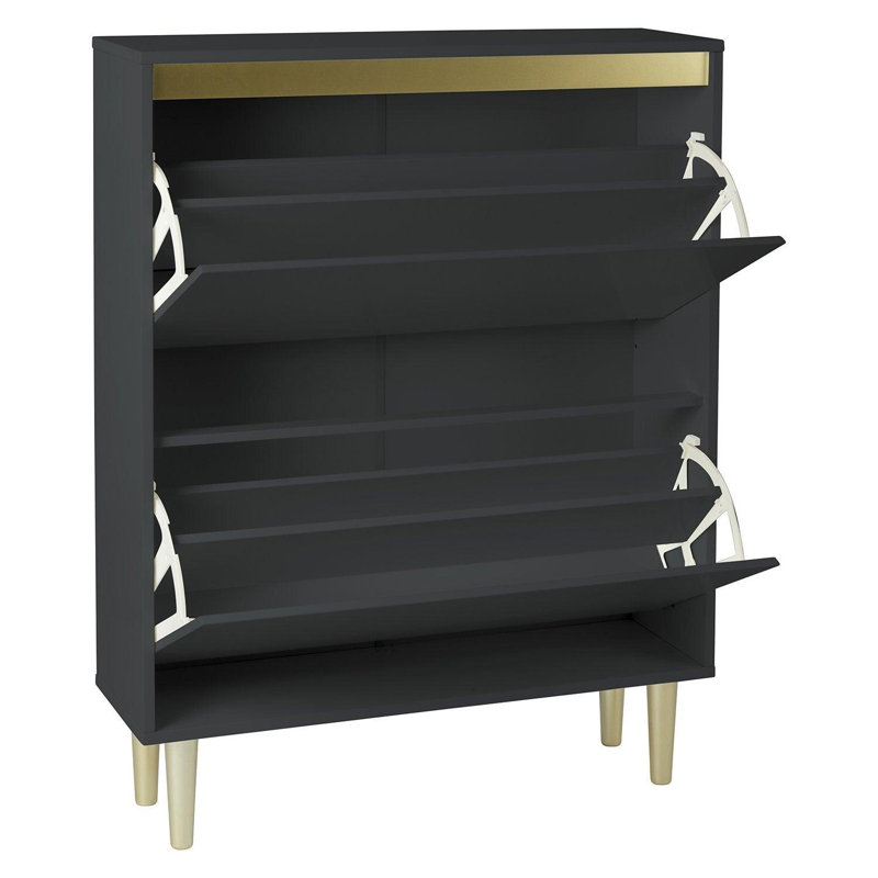 Iliana 2 Door Shoe Cabinet, Gold/Black
