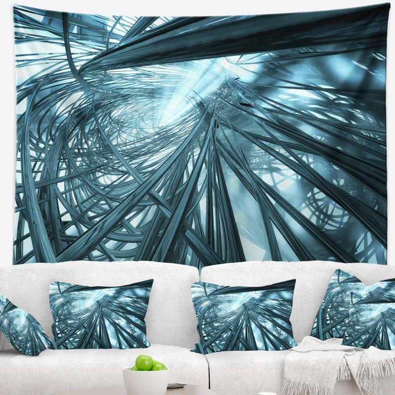 Tapisserie rayures 3d et fractales everywhere, H 50 po x l 60 po