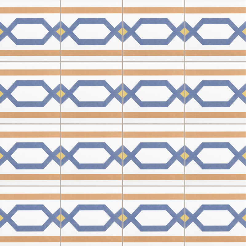 Revival 8" x 8" Ceramic Patterned Wall & Floor Tile
