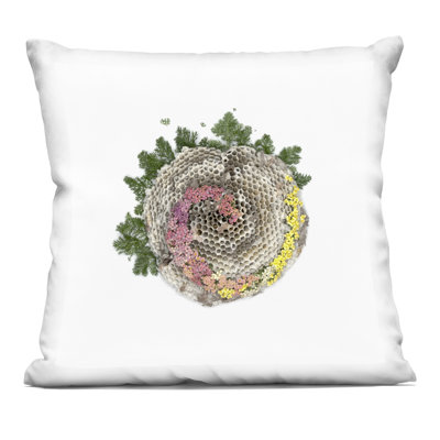 Honeycomb with Botanicals Decorative Printed Throw Pillow, design by Beth Adoette