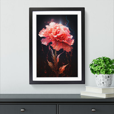 Carnation Flower Digital - Single Picture Frame Print on Wood