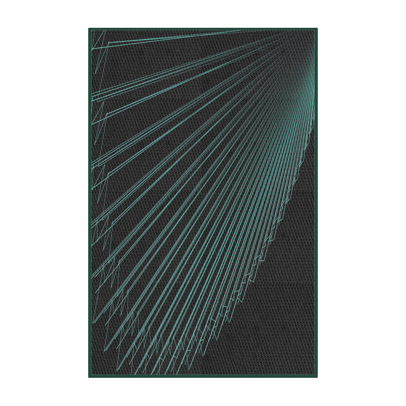 Laine tissée à la machine abstraite et polyester turquoise/vert/noir Tapis décoratif, Rectangle 7 pi x 10 pi
