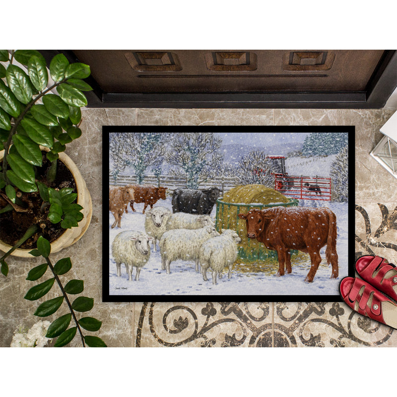 Tapis de porte extérieur anti-dérapants pour vaches et moutons, Rectangle 1 pi 6 po x 2 pi 3 po