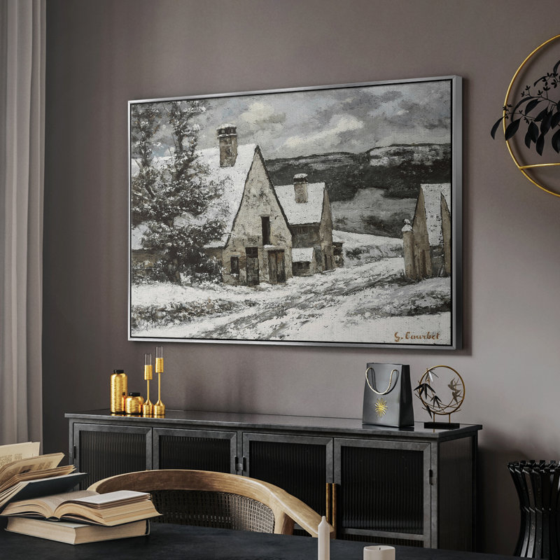 Paysage rétro - DCCXCII, Toile avec cadre argenté, H 25 po x l 37 po x P 2 po