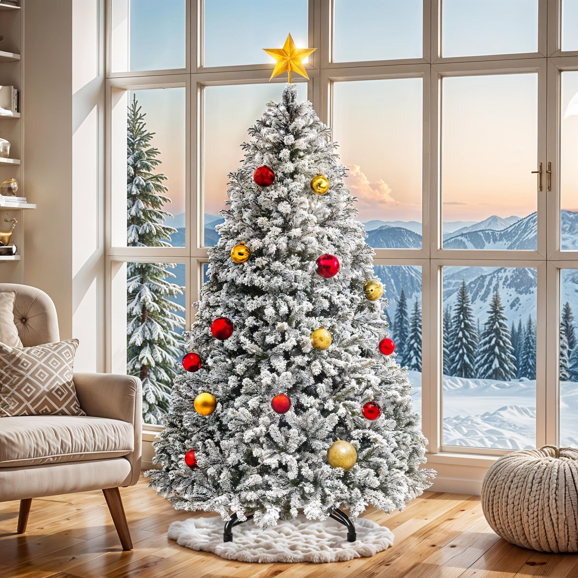 The Holiday Aisle® 6ft Flocked/Frosted Artificial Christmas Tree With ...