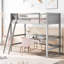 Lit mezzanine en bois massif avec lit simple, gris - Design élégant et moderne-421229009