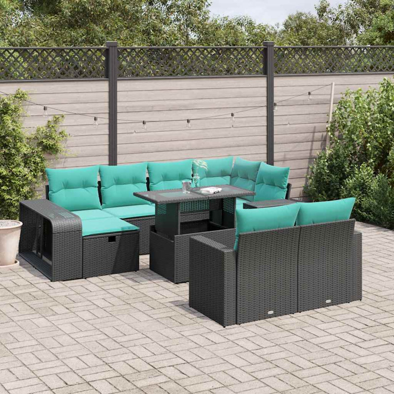  Ensemble de canapé de patio 11 pièces avec coussins en rotin de polyester