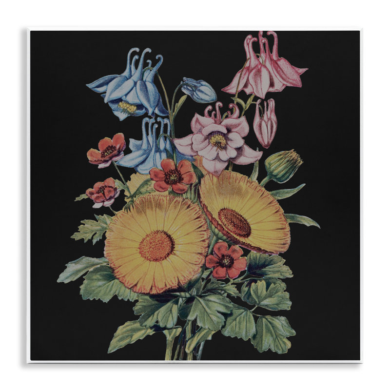 Étude de bouquet rétro sur plaque murale noire, design par Dan Meneely