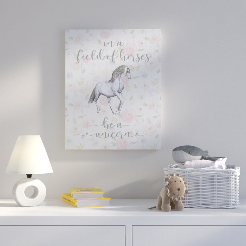 « be a licorne », impression, H 20 po x l 16 po x P 1,5 po, Giclée encadrée noir minuit