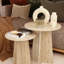 Travertine-Style Round Nesting Coffee Tables Set of 2-1179845923