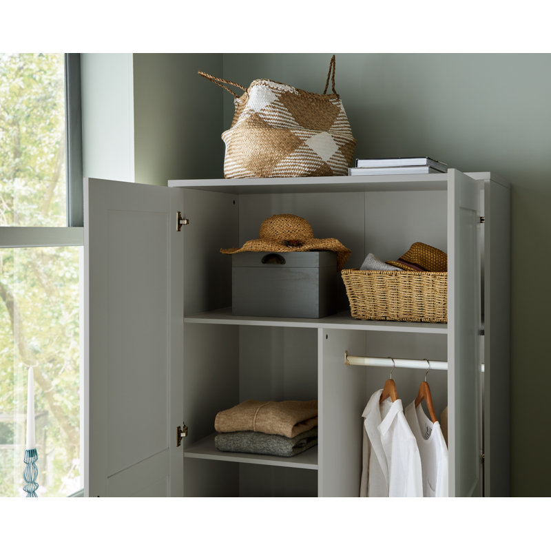 Merrigan 2 Door Manufactured Wood Wardrobe, Grey