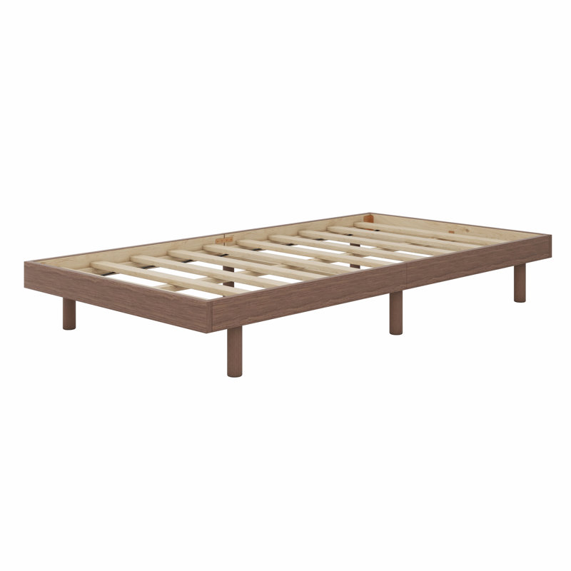 Modern Design Floating Platform Bed Frame, Twin, White Washed