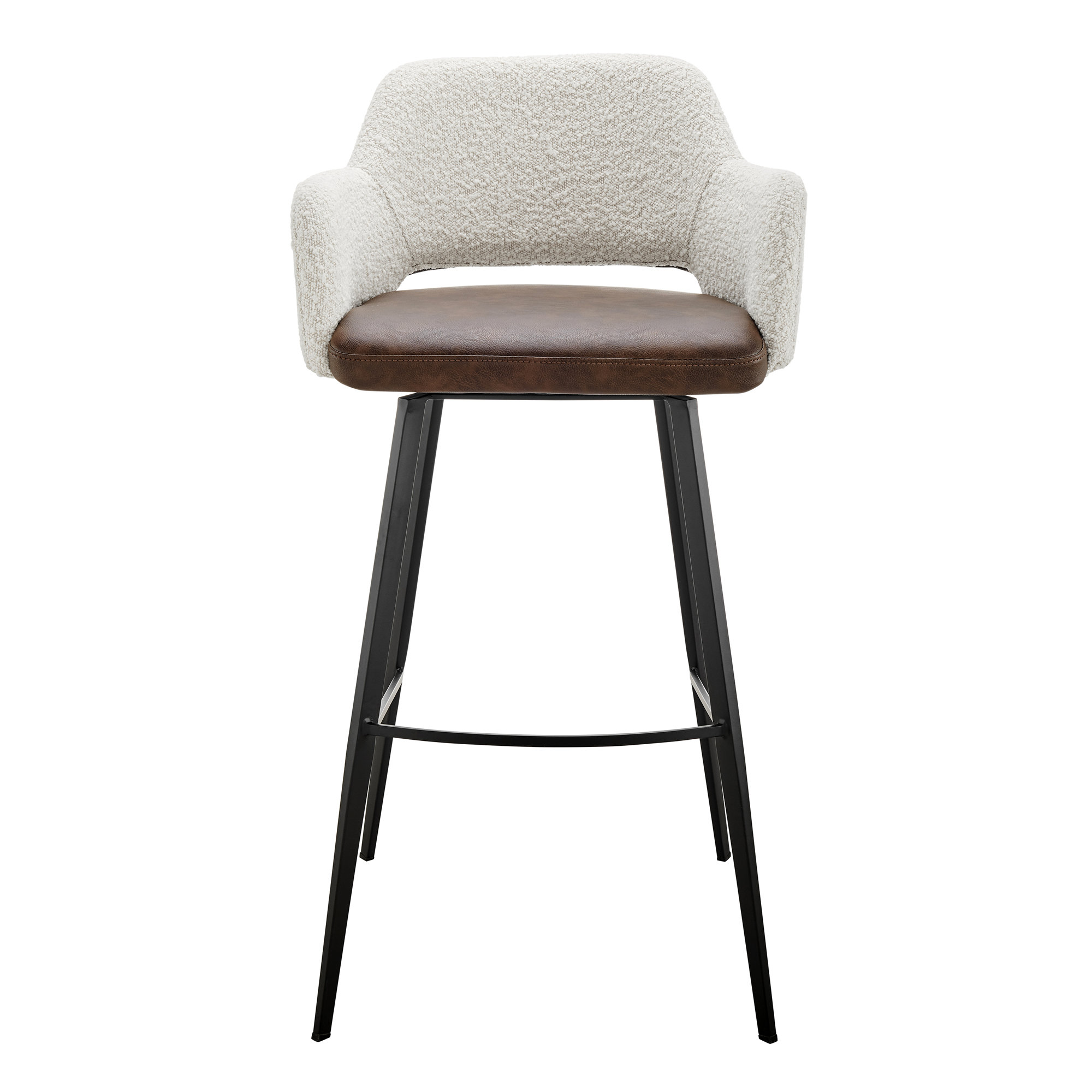 Ivonne Swivel Bar & Counter Stool, Bar Stool (29.34” Seat Height), Dark Gray Faux Leather
