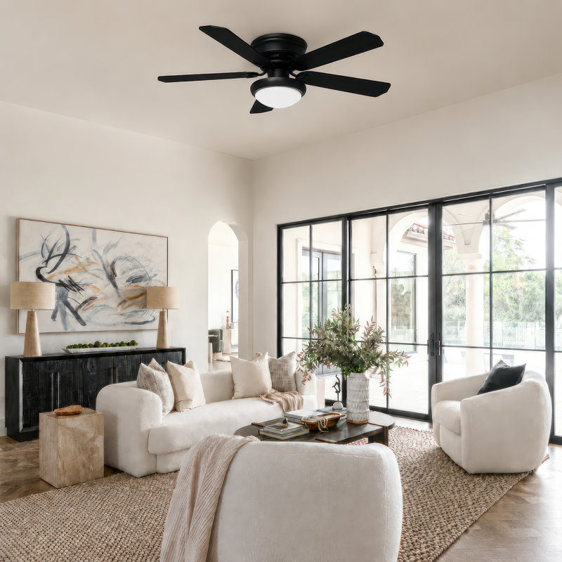 Ventilateur de plafond encastré de 132 cm (52 ​​po) avec 5 pales double face, éclairage intégré, moteur CC silencieux à 6 vitesses et flux d'air réversible