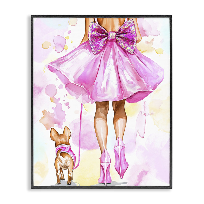 «Walking The Runway Gal», estampe numérique, design par Jess Stempel, H 14 po x l 11 po, Giclée encadrée noir minuit