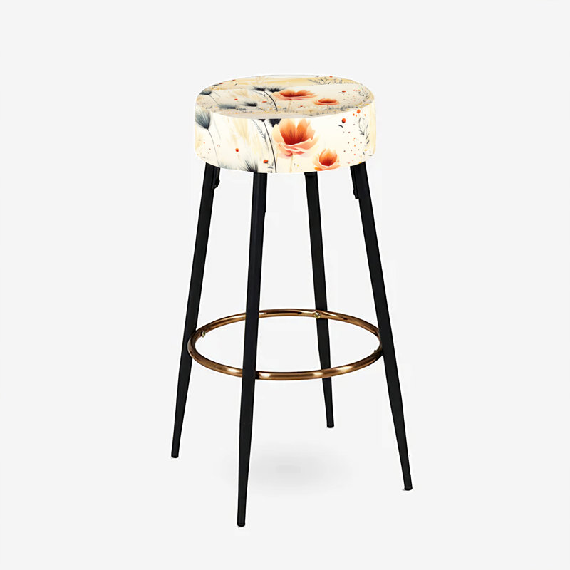 Beige Meadow Flowers Boho Pattern III - Floral Bar Stools Set Of 2