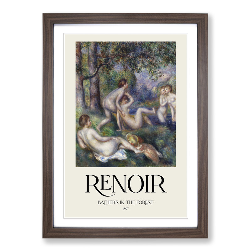 Bathers in the Forest by Pierre-Auguste Renoir - Picture Frame Graphic Art, 48cm H x 36cm W x 2cm D, Walnut Framed