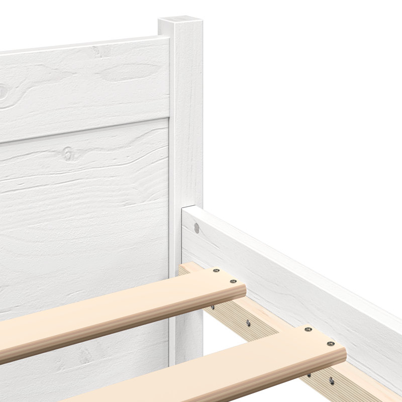 Bed Frame Solid Wood, White, European Kingsize (160 x 200cm)