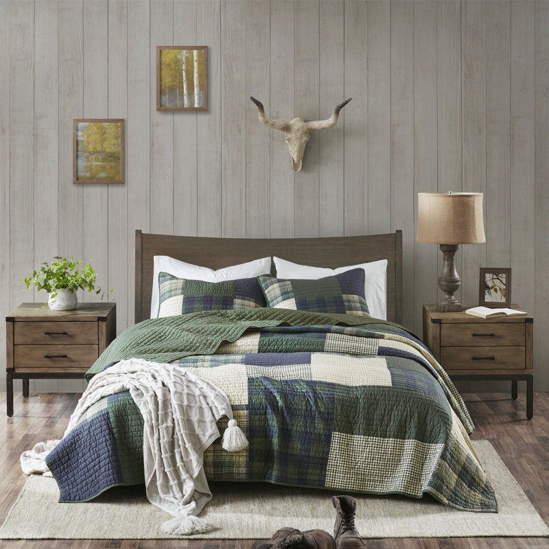 Ensemble de courtepointe surdimensionnée 100% coton 3 pièces Woolrich Mill Creek Green