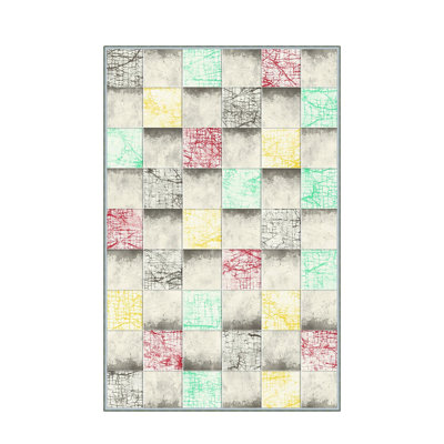 Luxurious Woven Area Rug, 5.9 x 9.2 ft, 100% Polyester, Antibacterial | Non-Slip PVC Felt Dot Underside, 0.3 in Pile Height | Machine Washable, 3D Digital Print, Perfect for Living Room & Bedroom Décor