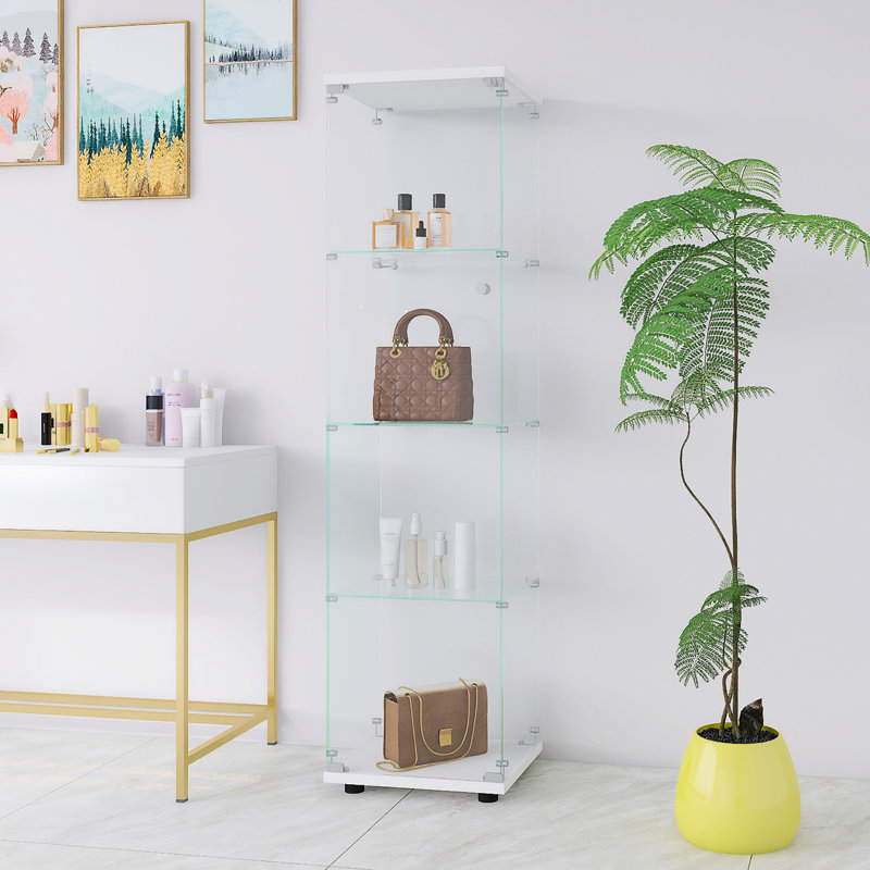 Vitrine en verre 4 tablettes avec porte