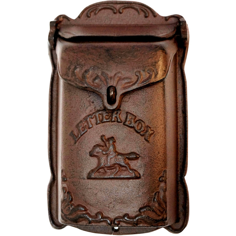 Cara Antique Brown Cast Iron Lockable Wall Mounted Mailbox