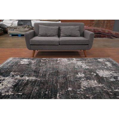 Luxueux tapis abstrait 5 x 8 dans des teintes neutres douces