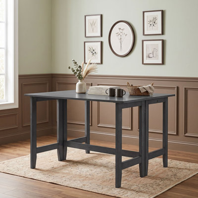 Farmhouse Drop Leaf Extendable Dining Table with Rectangular Kitchen Table and H-Shape Base