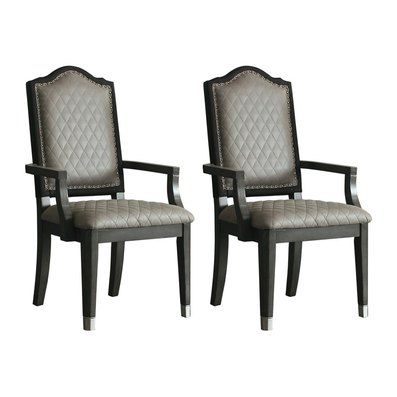 Fauteuil rembourré gris et gris Sarek, Gris foncé, Gris anthracite