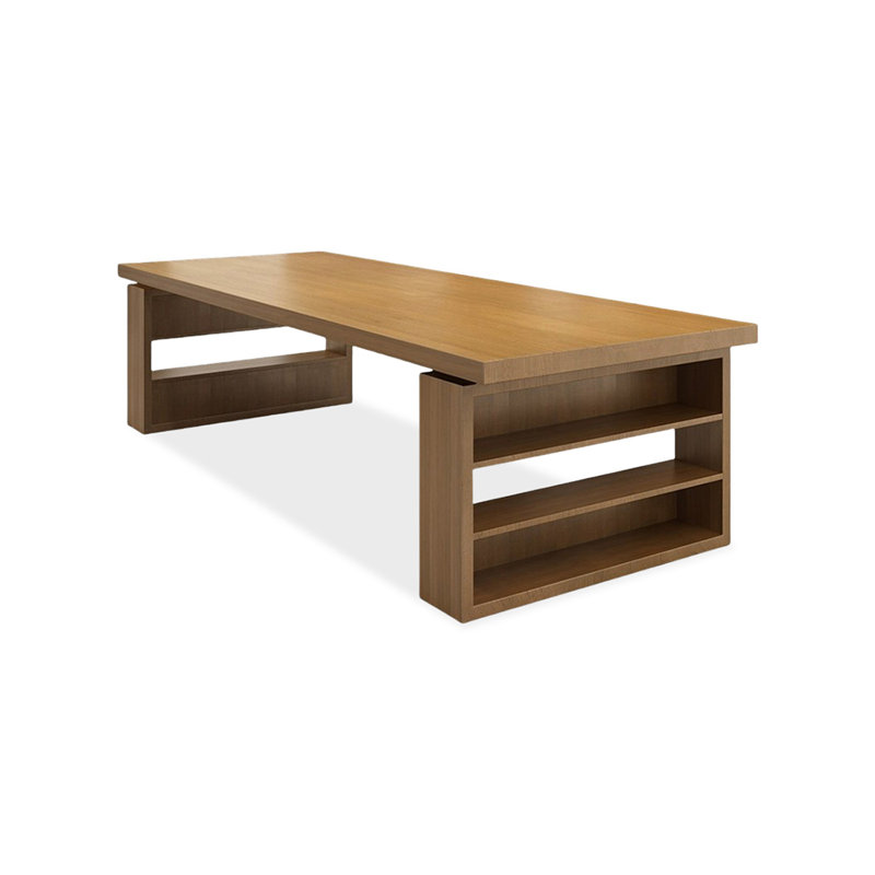 Bureau rectangulaire brun en bois massif, H 29,53 po x l 78,74 po x P 39,37 po