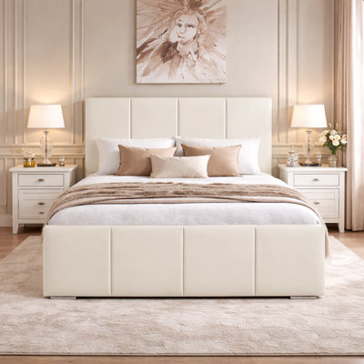 Arden Panel Bed Frame Upholstered Velvet Bed