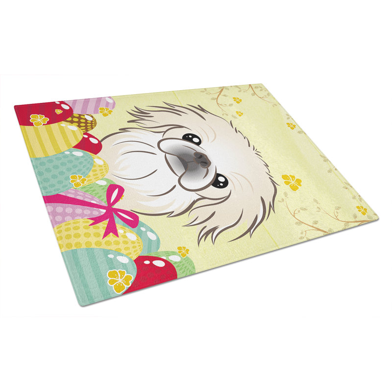 Planche à découper en verre trempé à caroline de pâques, Pékinois