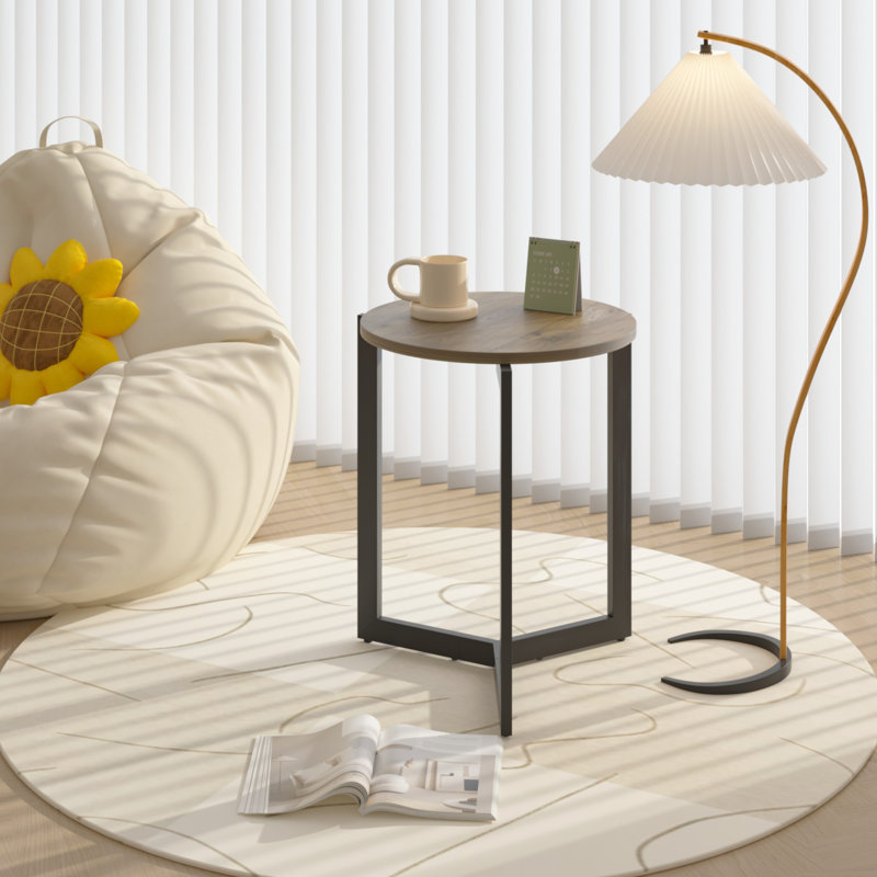 19.68''H Round Side Table Bedside Table Accent End Table With Metal Frame Nightstand