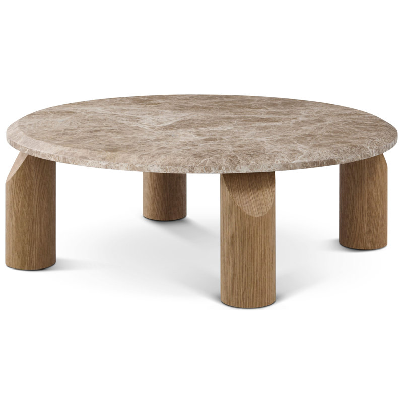 Vienna Marble Cocktail Table, Natural, Light Emperador, 16" H x 40.25" L x 40.25" W