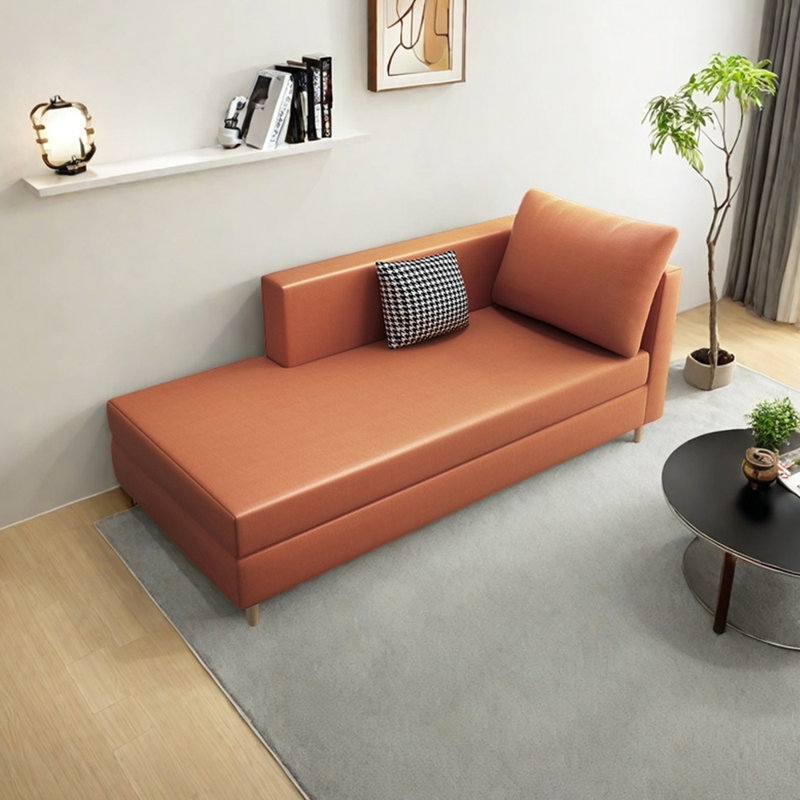 Fauteuil inclinable moderne en similicuir minimaliste, Face à la droite, Orange