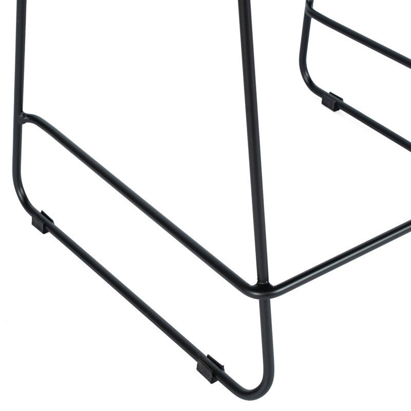 Stackable Sled Base Barstool With Vented Back And Integrated Footrest, Black/Black, Counter Stool (24” Seat Height), 3