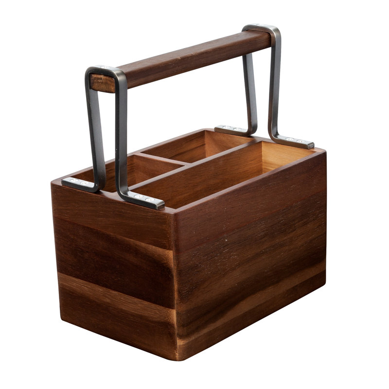Acacia Kitchen Wood Rectangle Flatware Caddy