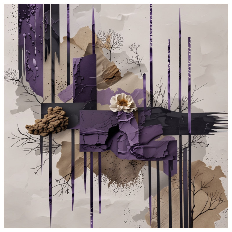 Tapis de bain texturé à collage abstrait, 24in W x 17in L