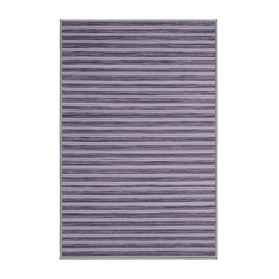 Machine Washable Horizontal Stripes Purple Area Rug