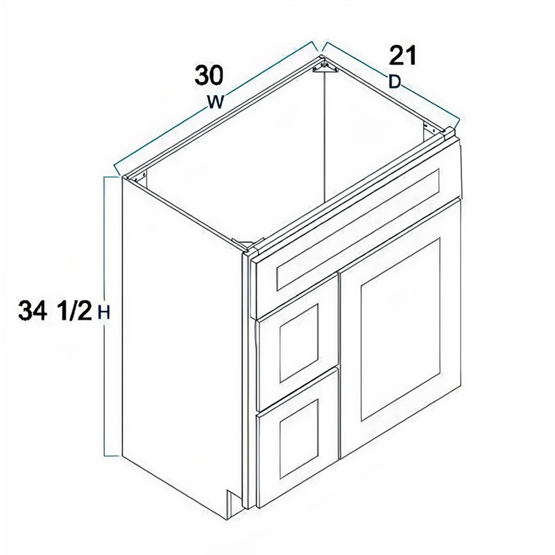Espresso Shaker 30'' Solid Wood Bathroom Vanity with Drawers