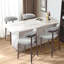 Upholstered Counter Stool with Solid Wood Frame-458618686