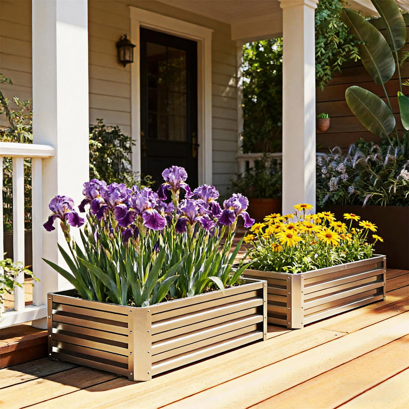 Raised Garden Bed Planter Box, Silver