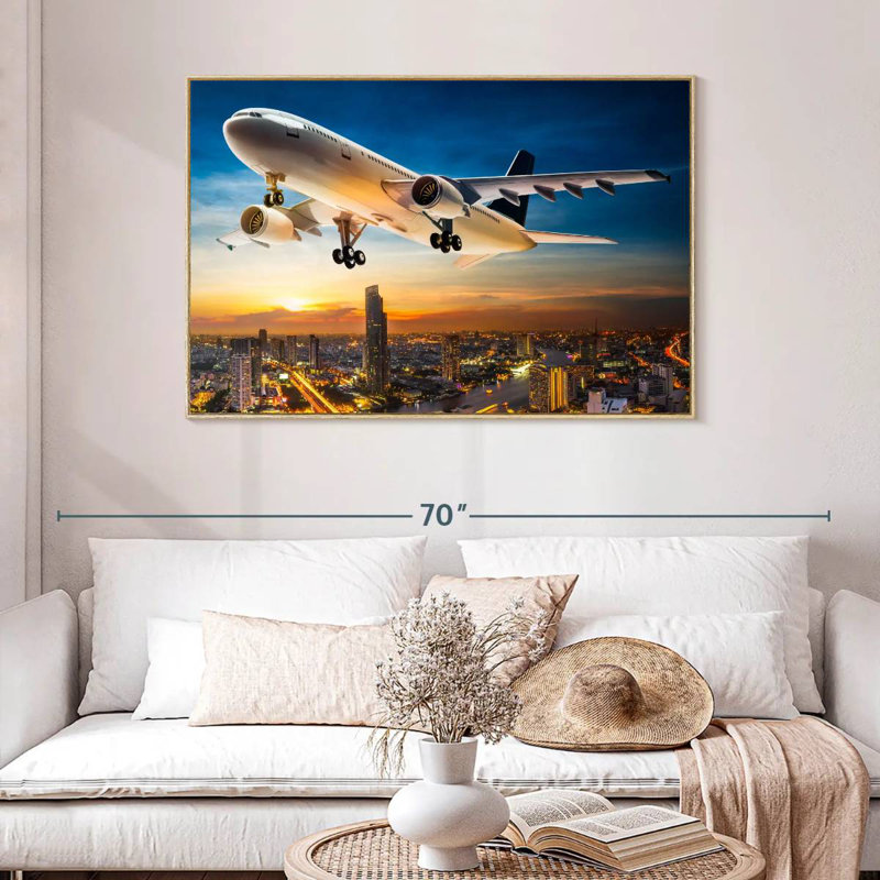 Avion Matheus, Cadre flottant en bois naturel, 46 po x 31 po