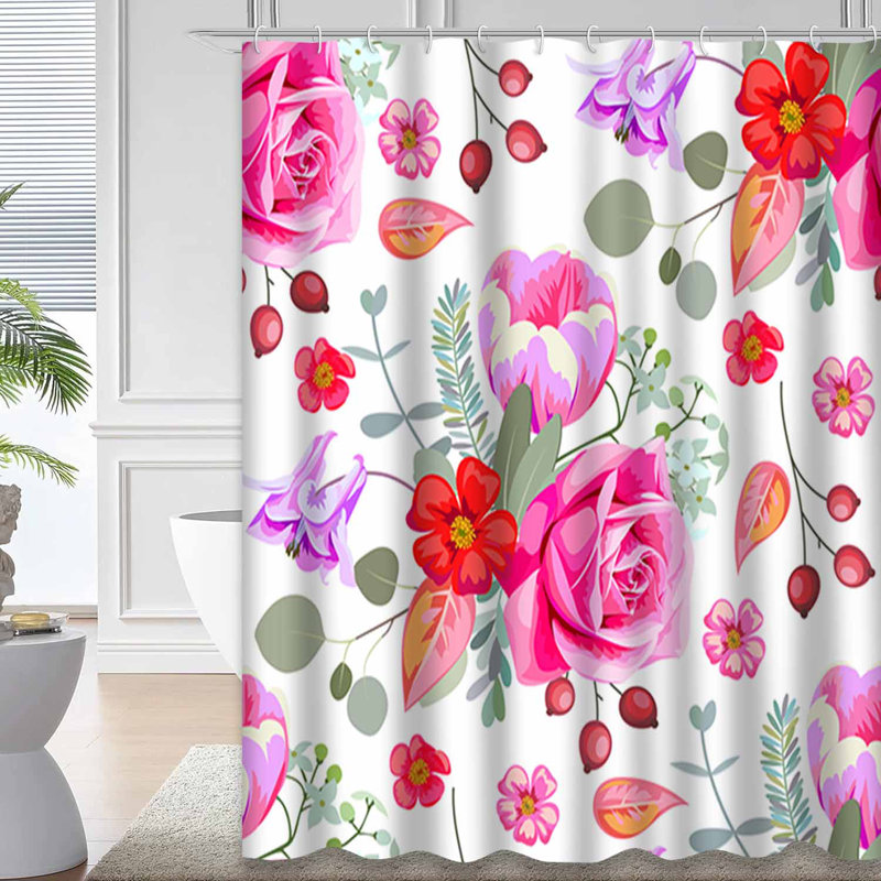 Rideau de douche imperméable avec 12 crochets Eucalyptus BouquetLush, L 72 po x l 72 po