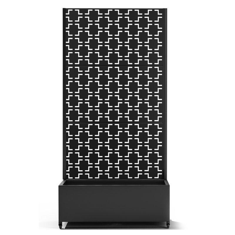 Metal Planter Wall with Trellis and Wheels, Mobile Outdoor Elevated Garden Bed, Dual-Purpose for Privacy Decoration and Planting, with Drainage Holes, Perfect for Climbing Plants, Vegetables, and Vining Flowers – A Must-Have for Garden Enthusiasts