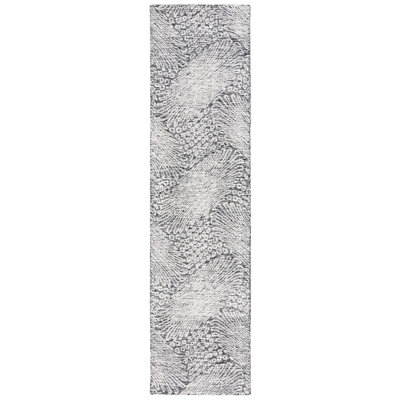 Dietwald Hand Tufted Wool Cotton with Latex Abstract Rug in Ivory/Black