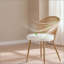 Table de salle à manger extensible en bois massif + chaises de salle à manger en osier 2 pièces de style médiéval bohémien avec coussins en éponge blanc doux